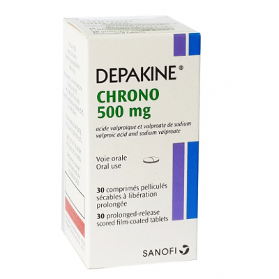 DEPAKINE CHRONO 500 MG ( SODIUM VALPROATE + VALPROIC ACID ) 30 SCORED PROLONGED RELEASE FILM-COATED TABLETS